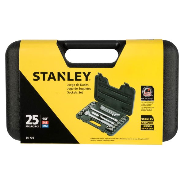 Juego de dados 25 piezas mando 1/2" Stanley